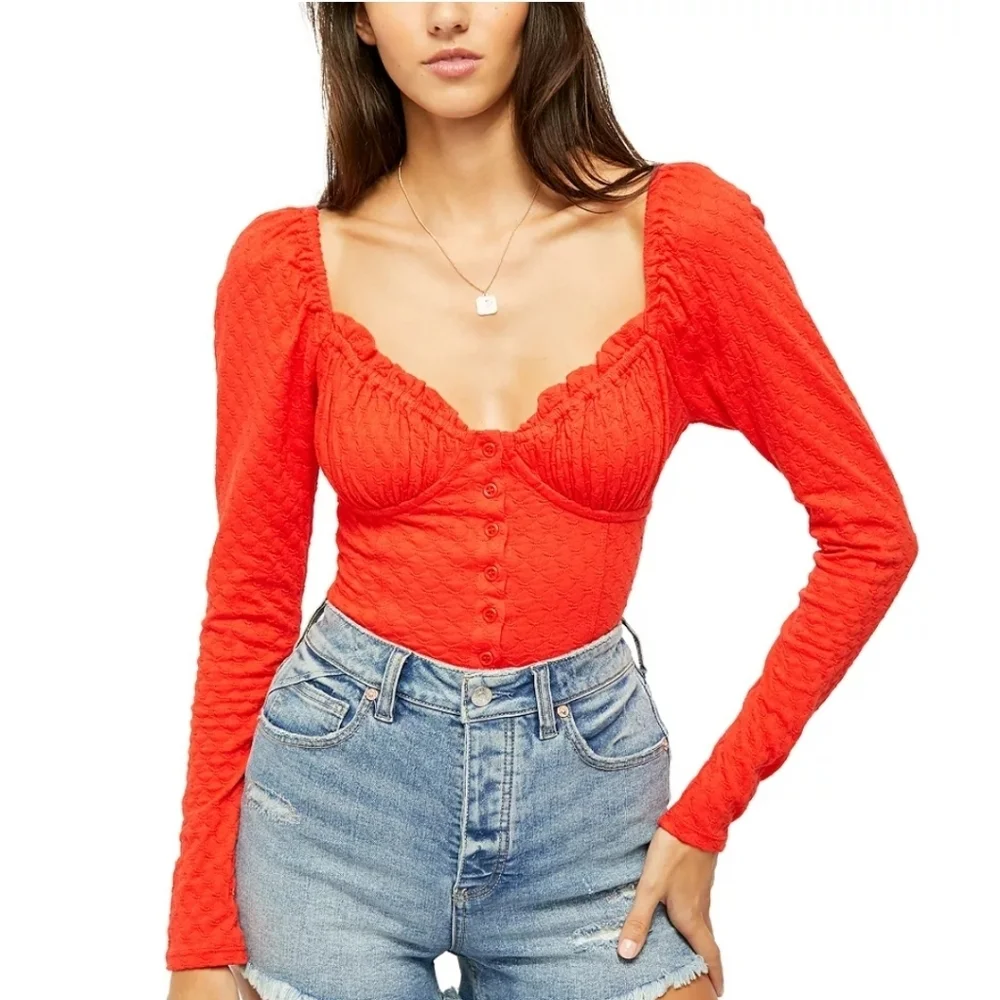 Free People Ladybug Pheasant crop top in red Size Large